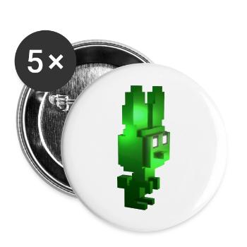 Green Creature 8-Bit Bunny: T-shirt végétalien de jeu - Lot de 5 grands badges (56 mm) - blanc - Devant