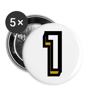 1 JAHR. 1. JUBILÄUM. GEBURTSTAG 1 JAHR - Buttons groß 56 mm (5er Pack) - Weiß - Vorne