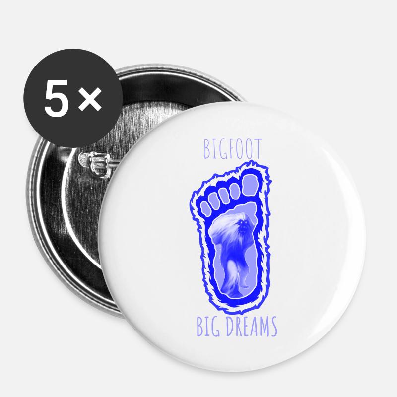 big foot big dreams - Buttons large 2.2''/56 mm (5-pack) - white