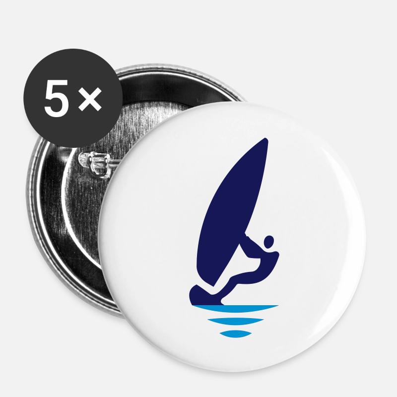 Windsurfer Logo - Buttons large 2.2''/56 mm (5-pack) - white