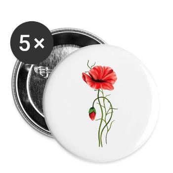 Fleur - Lot de 5 grands badges (56 mm) - blanc - Devant