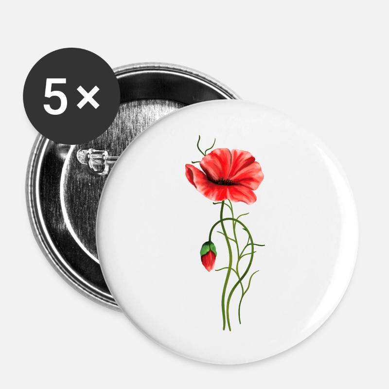 Blumen - Buttons groß 56 mm (5er Pack) - Weiß