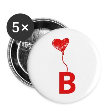 Buchstabe b Herz - Buttons groß 56 mm (5er Pack) - Weiß - Vorne