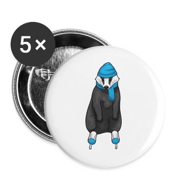 Dachs Eislaufen Schlittschuhe - Buttons groß 56 mm (5er Pack) - Weiß - Vorne