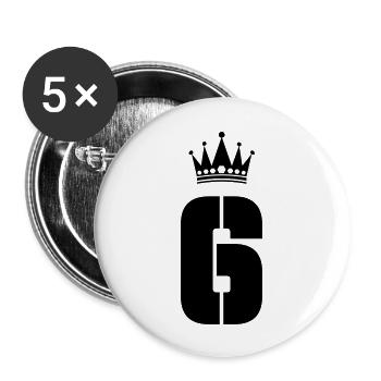 6 Couronne - Lot de 5 grands badges (56 mm) - blanc - Devant