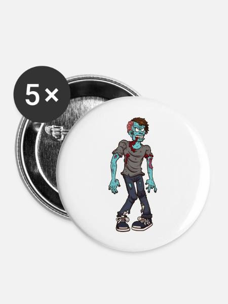 Zombie - Buttons groß 56 mm (5er Pack) - Weiß