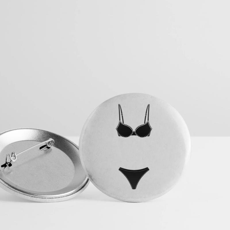 Dessous- oder Bekini-Logo für Geschäft oder Marktstand Buttons groß 56 mm (5er Pack)