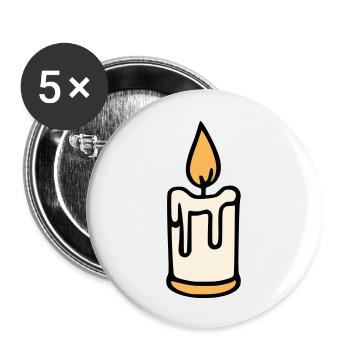 Bougie - Lot de 5 grands badges (56 mm) - blanc - Devant