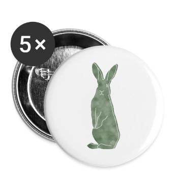 "Hase", Boho Line Art Design, Serie „Woods“ - Buttons groß 56 mm (5er Pack) - Weiß - Vorne