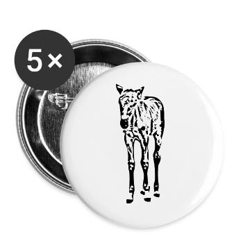 Chevaux T-shirt Cadeau Cavalier - Lot de 5 grands badges (56 mm) - blanc - Devant