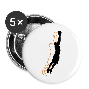 Basketballer Silhouette 2 - Buttons large 2.2''/56 mm (5-pack) - white - Front