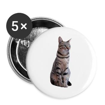 Katze Katzen Kätzchen Katzenshirt Geschenk - Buttons groß 56 mm (5er Pack) - Weiß - Vorne
