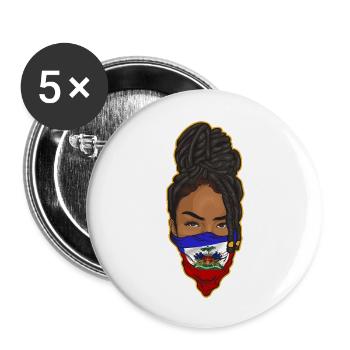 Haïti Drapeau Haïtien Femme Princesse I Cadeau - Lot de 5 grands badges (56 mm) - blanc - Devant