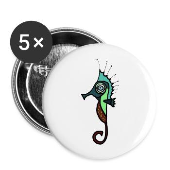 Seepferdchen - Buttons groß 56 mm (5er Pack) - Weiß - Vorne