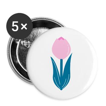Pink tulip - Buttons large 2.2''/56 mm (5-pack) - white - Front