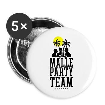 Malle Party Team Urlaub Mallorca - Buttons groß 56 mm (5er Pack) - Weiß - Vorne