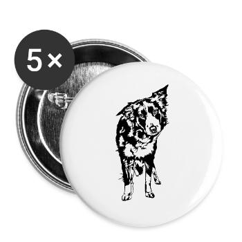 Border Collie Portrait chiens de troupeau chiens Wilsigns - Lot de 5 grands badges (56 mm) - blanc - Devant