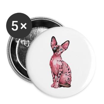 Chat Sphynx pour les amoureux des chats - Lot de 5 grands badges (56 mm) - blanc - Devant