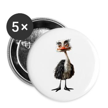 Oiseau autruche #lovely toons - Lot de 5 grands badges (56 mm) - blanc - Devant