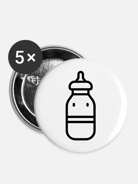 Flasche - Buttons groß 56 mm (5er Pack) - Weiß