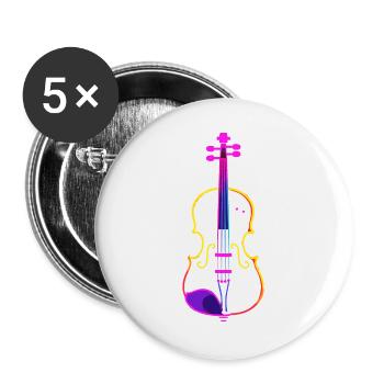 Violin Lineart - Buttons large 2.2''/56 mm (5-pack) - white - Front