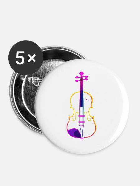 Geige Lineart - Buttons groß 56 mm (5er Pack) - Weiß