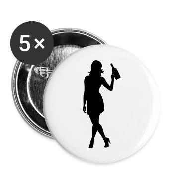 Woman Drinking Silhouette - Buttons large 2.2''/56 mm (5-pack) - white - Front