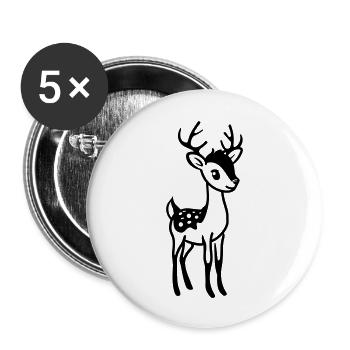 Hirsch - Buttons groß 56 mm (5er Pack) - Weiß - Vorne