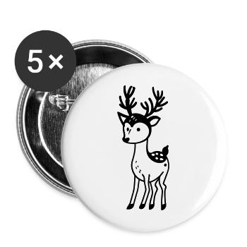Hirsch - Buttons groß 56 mm (5er Pack) - Weiß - Vorne