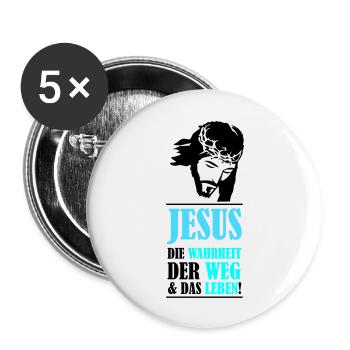 Jesus: The Truth, the Way, and the Life - Buttons large 2.2''/56 mm (5-pack) - white - Front