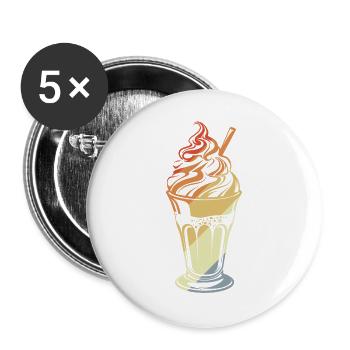 Coupe glacée style rétro - Lot de 5 grands badges (56 mm) - blanc - Devant