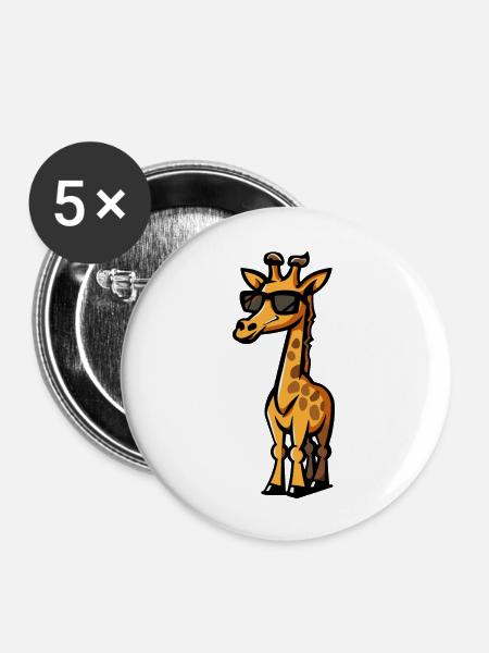 Giraffe Tier - Buttons groß 56 mm (5er Pack) - Weiß