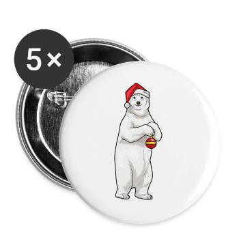 Polar Bear Christmas Christmas Ball - Buttons large 2.2''/56 mm (5-pack) - white - Front