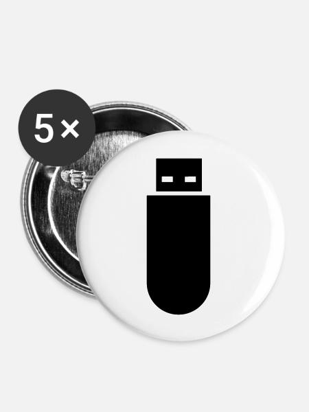 USB-Stick - Buttons groß 56 mm (5er Pack) - Weiß