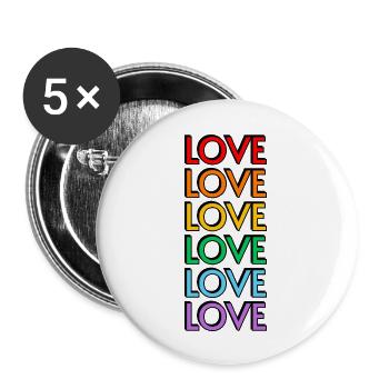 Love 6 rainbow colors gay pride - Buttons large 2.2''/56 mm (5-pack) - white - Front