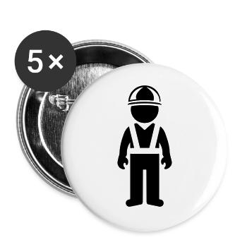 Construction worker - Buttons large 2.2''/56 mm (5-pack) - white - Front