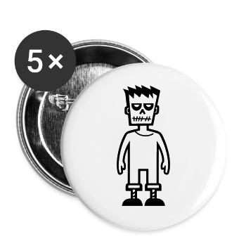 Zombie - Buttons groß 56 mm (5er Pack) - Weiß - Vorne