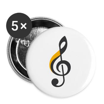 Symbole de la clé de sol - Lot de 5 grands badges (56 mm) - blanc - Devant