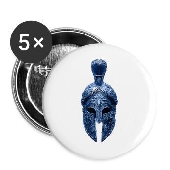 Casque Spartan Warrior - Lot de 5 grands badges (56 mm) - blanc - Devant