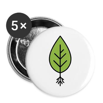 Green leaf line logo - Buttons large 2.2''/56 mm (5-pack) - white - Front