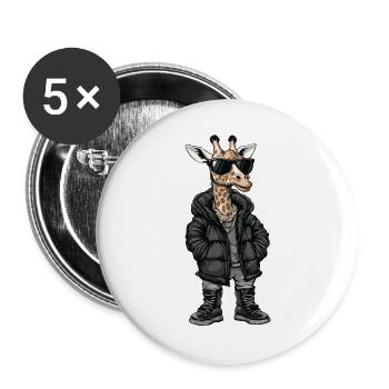 Girafe Hiver Frais - Lot de 5 grands badges (56 mm) - blanc - Devant