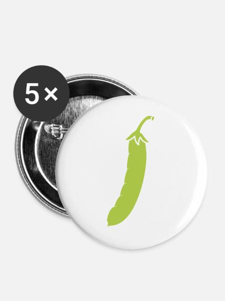 Französische Bohne - Buttons groß 56 mm (5er Pack) - Weiß
