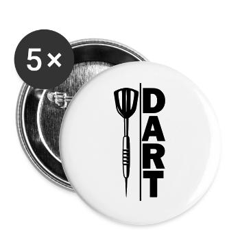 Dart,Darts,DART-STRICH-PFEIL - Buttons groß 56 mm (5er Pack) - Weiß - Vorne