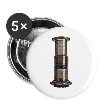 Embroidered Aeropress – Barista-Kaffee (gedruckt) - Buttons groß 56 mm (5er Pack) - Weiß - Vorne