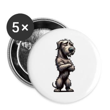 Irischer Wolfshund Wolfshundbesitzer Wolfshundfan - Buttons groß 56 mm (5er Pack) - Weiß - Vorne