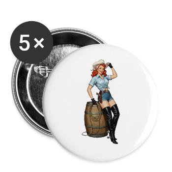 Pinup cowboy retro look - Buttons large 2.2''/56 mm (5-pack) - white - Front