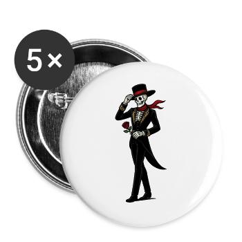 Rose Mariachi Squelette - Lot de 5 grands badges (56 mm) - blanc - Devant