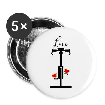 Love Cycling Heart - Buttons large 2.2''/56 mm (5-pack) - white - Front