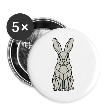Geometrischer Hase Low Poly Modern - Buttons groß 56 mm (5er Pack) - Weiß - Vorne