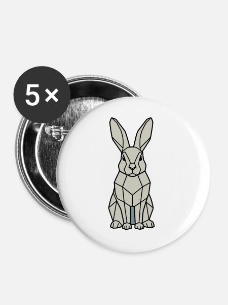 Geometrischer Hase Low Poly Modern - Buttons groß 56 mm (5er Pack) - Weiß